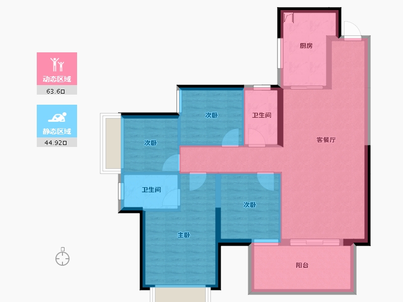 广西壮族自治区-南宁市-凯旋1号上水湾-97.16-户型库-动静分区