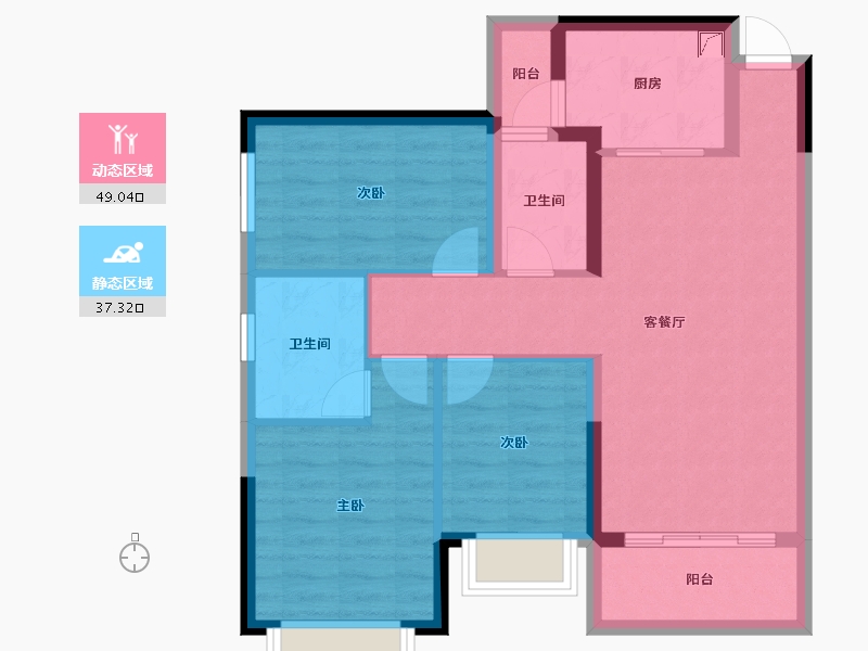 广西壮族自治区-南宁市-汉军冠江台-76.39-户型库-动静分区