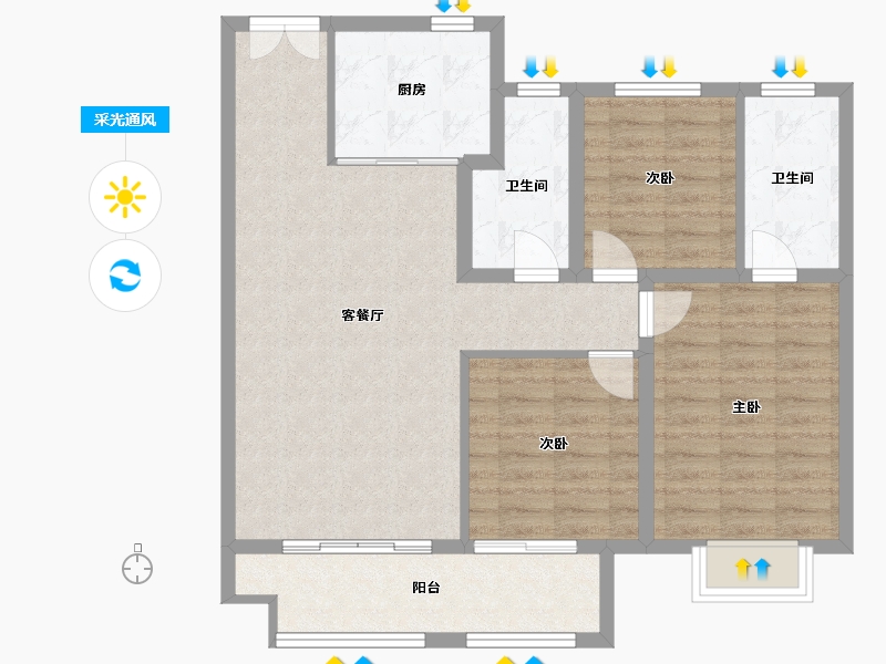 山东省-临沂市-房源·南湖壹号院-92.00-户型库-采光通风