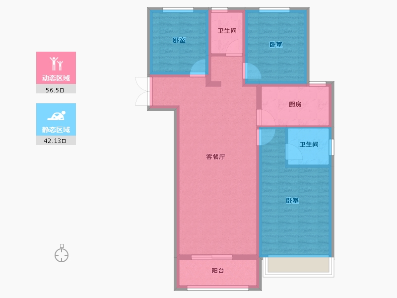 甘肃省-兰州市-西固人家御园-88.04-户型库-动静分区