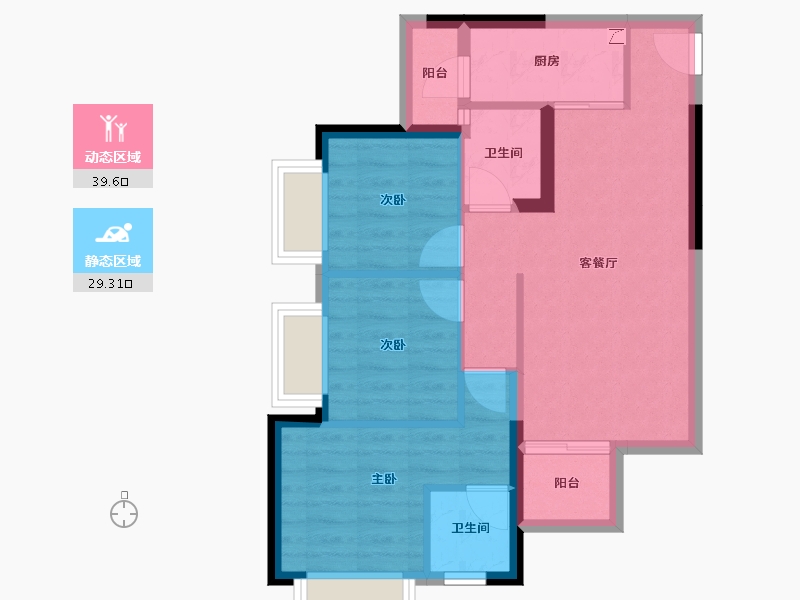 广西壮族自治区-南宁市-人和公园溪府-60.85-户型库-动静分区