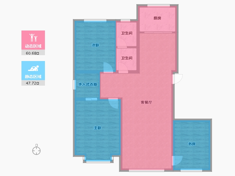 内蒙古自治区-鄂尔多斯市-华府金地-114.00-户型库-动静分区