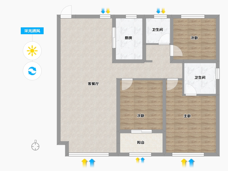 甘肃省-兰州市-雅戈尔时代之星-100.00-户型库-采光通风