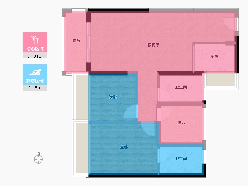 广东省-佛山市-碧桂园印象北江-69.00-户型库-动静分区