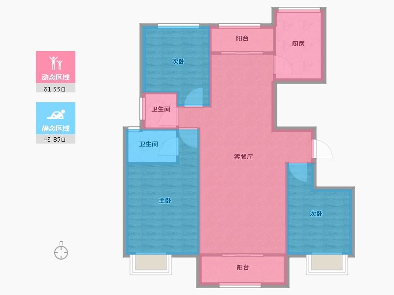 甘肃省-兰州市-能舟壹号院-96.23-户型库-动静分区