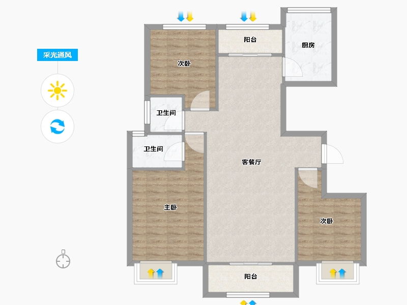 甘肃省-兰州市-能舟壹号院-96.23-户型库-采光通风