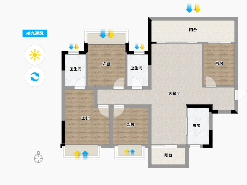 广西壮族自治区-南宁市-九樾府樾境-98.28-户型库-采光通风