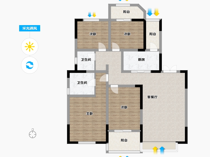 河南省-开封市-西城华府-131.20-户型库-采光通风