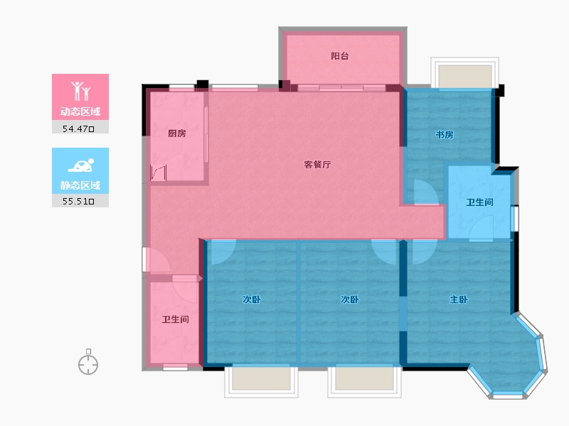 广西壮族自治区-南宁市-汉军冠江台-99.23-户型库-动静分区