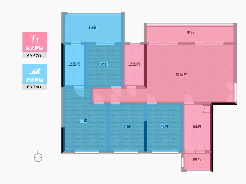 贵州省-黔西南布依族苗族自治州-富康·樾山府-101.00-户型库-动静分区