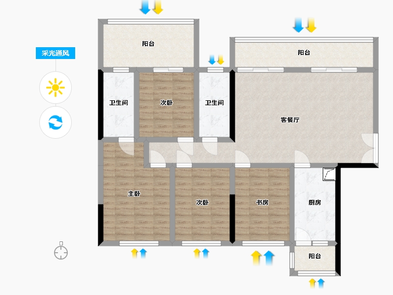 贵州省-黔西南布依族苗族自治州-富康·樾山府-101.00-户型库-采光通风