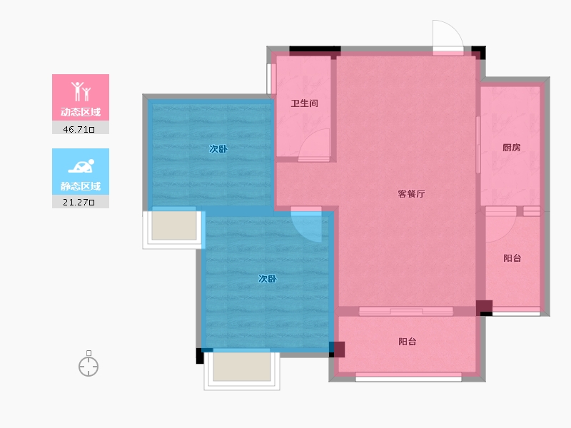 广西壮族自治区-南宁市-国田秋月蓝湾-60.40-户型库-动静分区