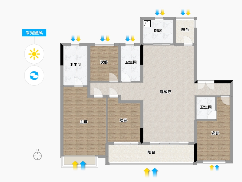 湖南省-长沙市-龙湖江与城-165.00-户型库-采光通风