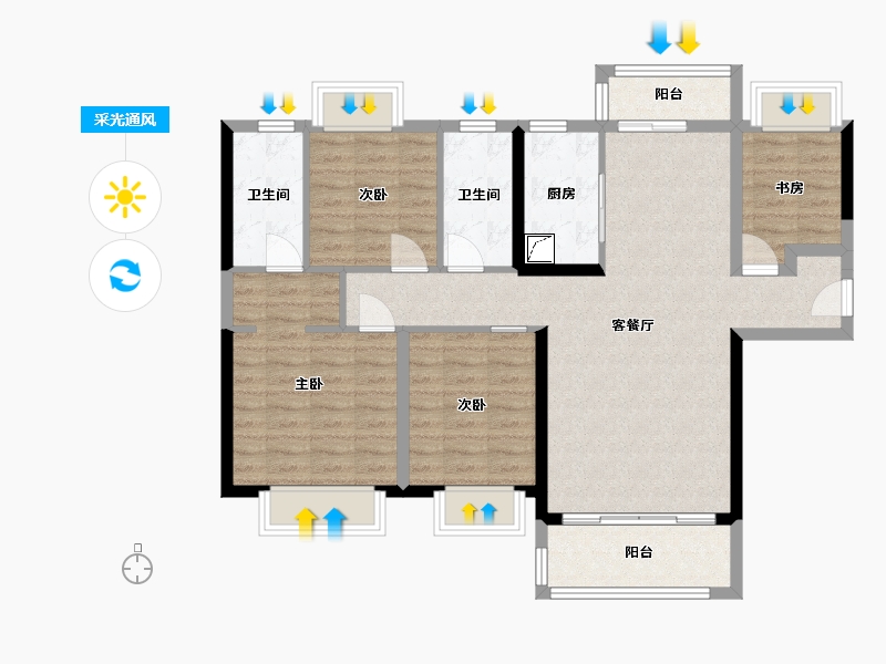 湖南省-湘潭市-美的莲城首府-110.00-户型库-采光通风