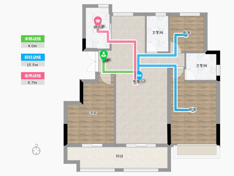 安徽省-合肥市-爱巢天润公馆-99.33-户型库-动静线