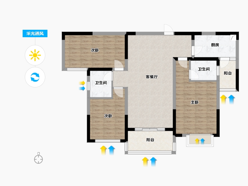 陕西省-铜川市-杏林苑-102.00-户型库-采光通风