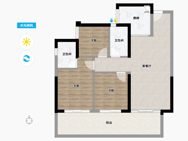 广西壮族自治区-南宁市-大唐院子-85.27-户型库-采光通风