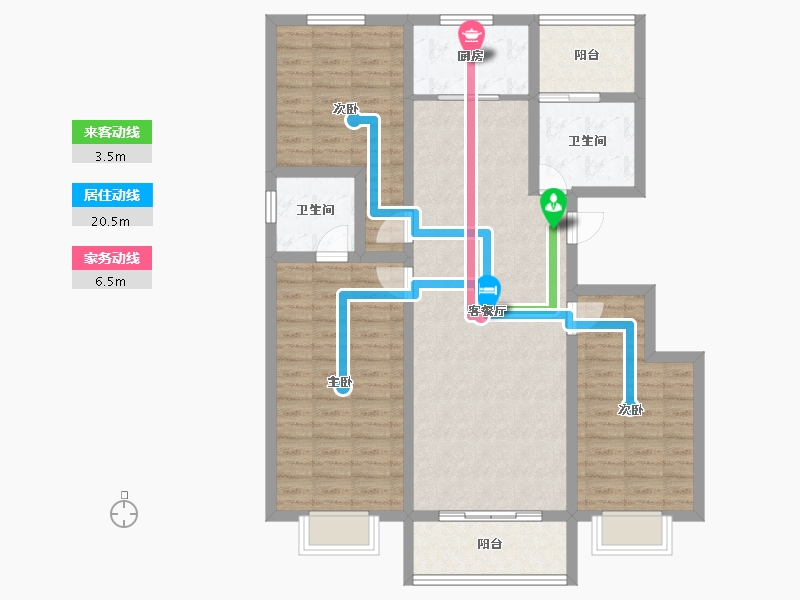 甘肃省-兰州市-璀璨时代(二期)-104.60-户型库-动静线