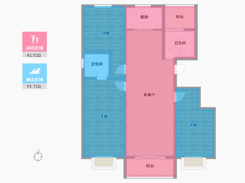 甘肃省-兰州市-璀璨时代(二期)-104.60-户型库-动静分区