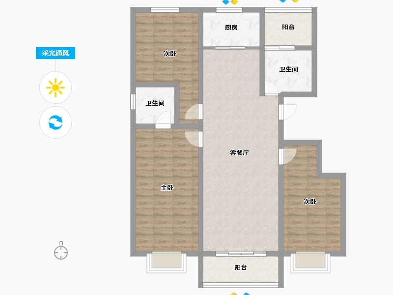 甘肃省-兰州市-璀璨时代(二期)-104.60-户型库-采光通风