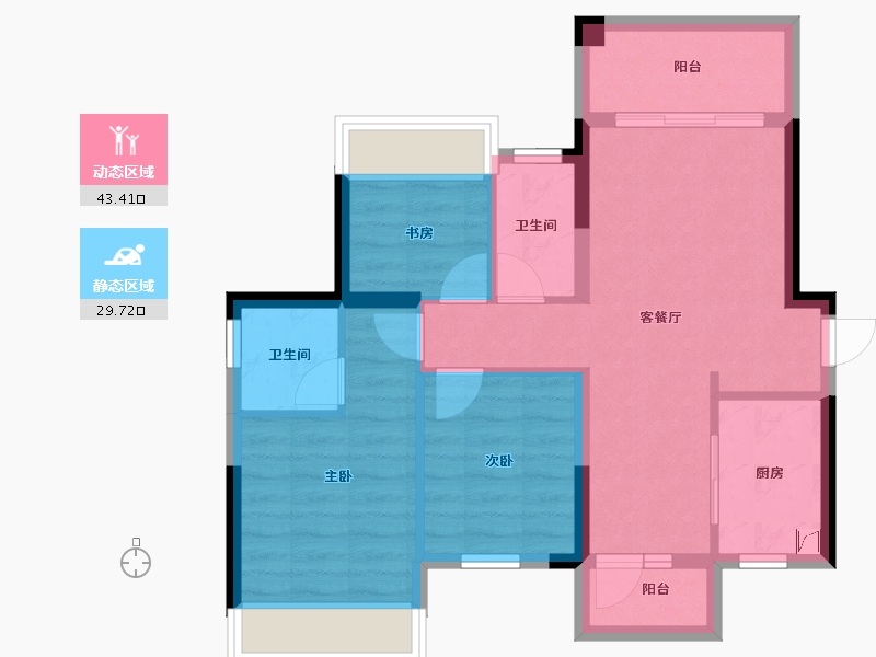 广西壮族自治区-南宁市-南宁云星钱隆江景-64.44-户型库-动静分区