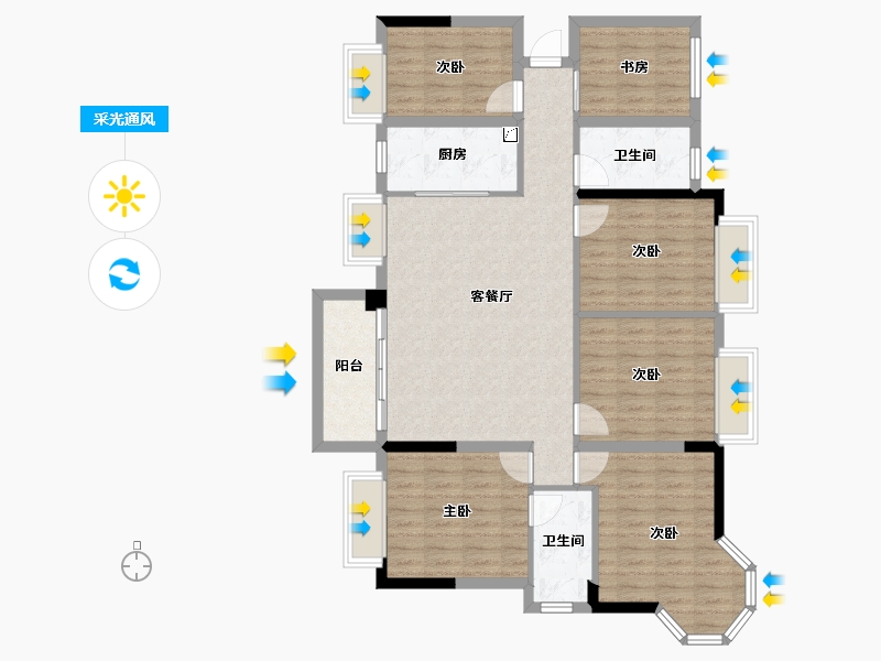 广西壮族自治区-南宁市-汉军冠江台-111.97-户型库-采光通风