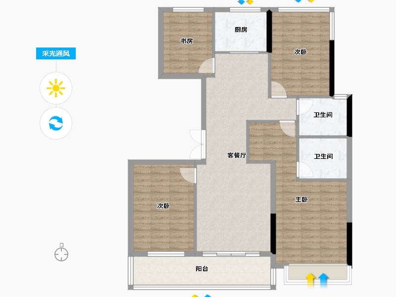 浙江省-杭州市-佳源湘湖印象-117.11-户型库-采光通风