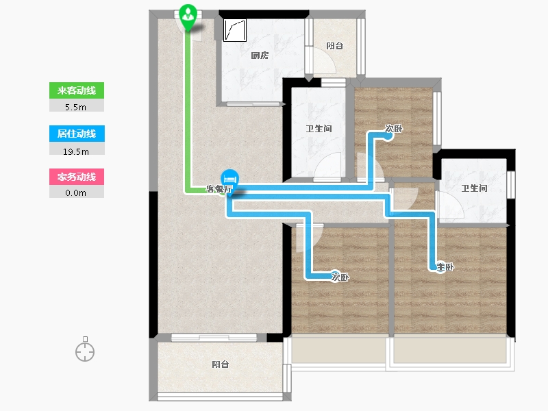 广东省-江门市-碧桂园山水豪园·凤凰郡-76.80-户型库-动静线