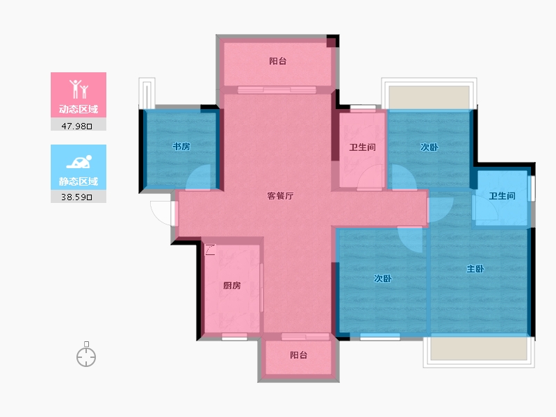 广西壮族自治区-南宁市-南宁云星钱隆江景-76.64-户型库-动静分区