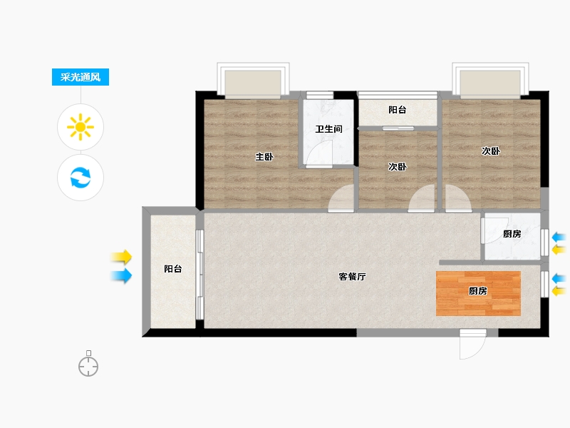 广西壮族自治区-南宁市-振宁星光广场-71.67-户型库-采光通风