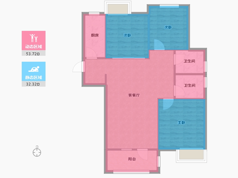 湖北省-武汉市-北辰优-86.00-户型库-动静分区