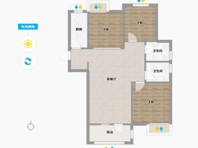 湖北省-武汉市-北辰优-86.00-户型库-采光通风