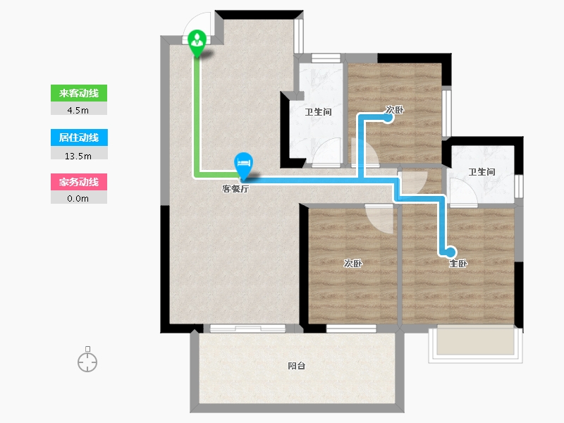 广西壮族自治区-南宁市-人和公园溪府-76.03-户型库-动静线