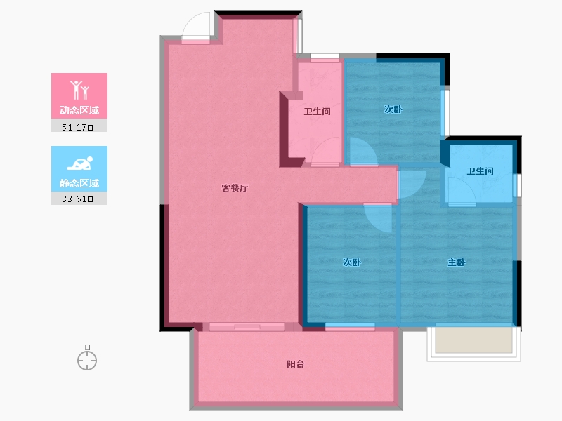 广西壮族自治区-南宁市-人和公园溪府-76.03-户型库-动静分区