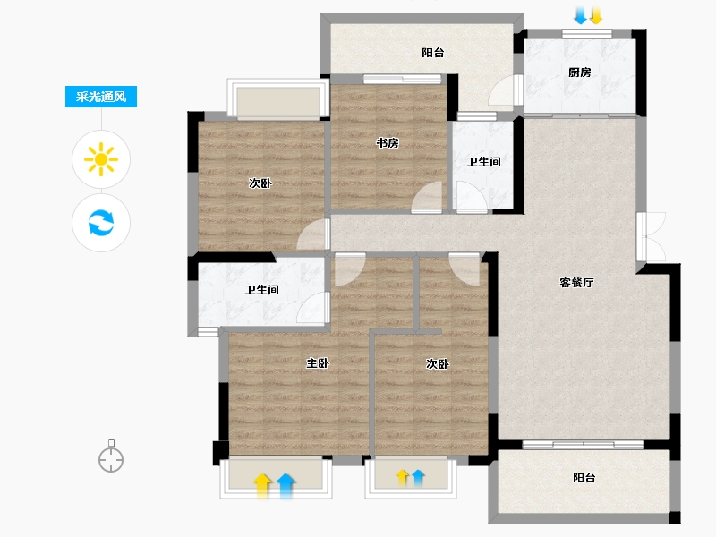 广西壮族自治区-南宁市-四季绿洲-115.30-户型库-采光通风