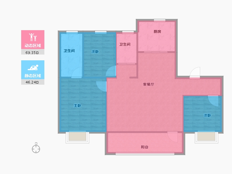 黑龙江省-哈尔滨市-碧桂园国风云著-106.32-户型库-动静分区