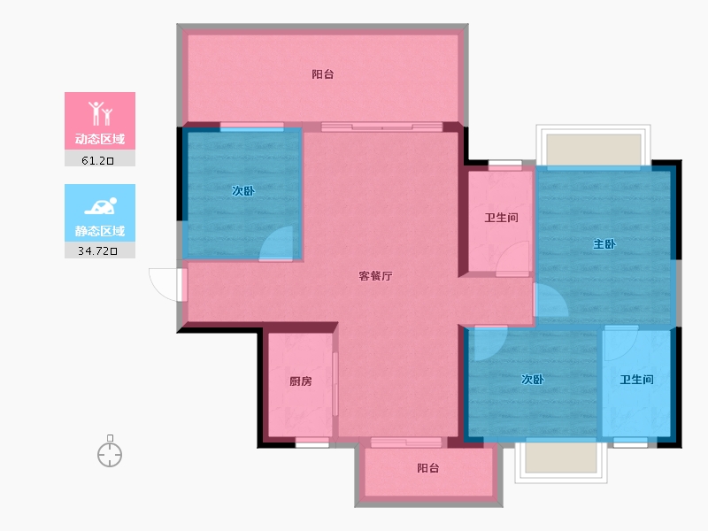 广西壮族自治区-南宁市-人和公园溪府-86.13-户型库-动静分区