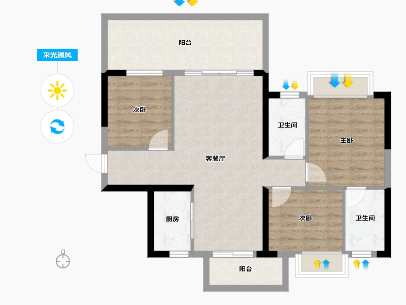 广西壮族自治区-南宁市-人和公园溪府-86.13-户型库-采光通风