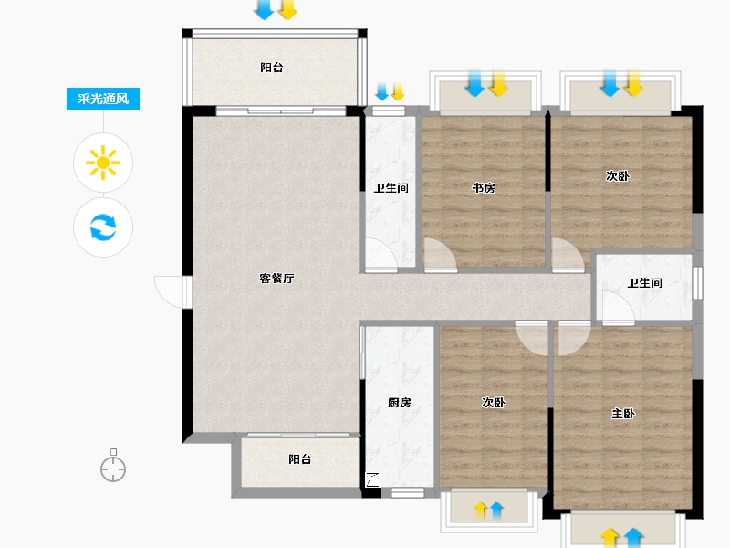 广西壮族自治区-南宁市-振宁星光广场-112.72-户型库-采光通风