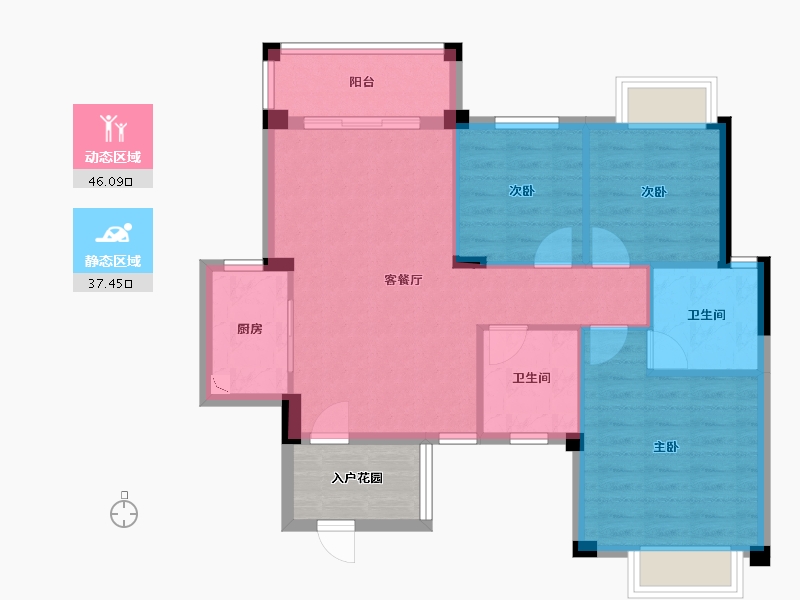 广西壮族自治区-南宁市-国田秋月蓝湾-79.56-户型库-动静分区