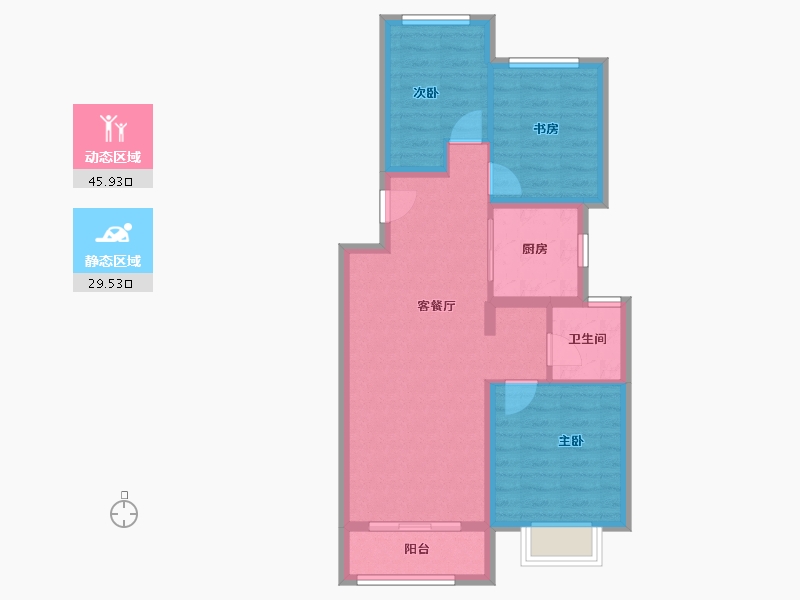 山西省-太原市-万科翡翠东第-67.20-户型库-动静分区