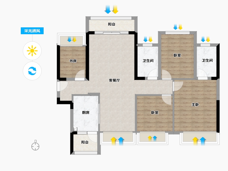 广东省-佛山市-华侨城云邸星悦-92.01-户型库-采光通风