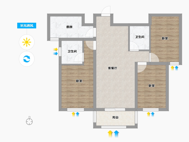 山西省-太原市-君睿府-74.98-户型库-采光通风