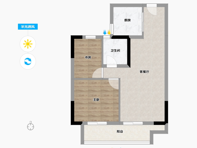 浙江省-杭州市-东亚溪雅香舍-59.37-户型库-采光通风