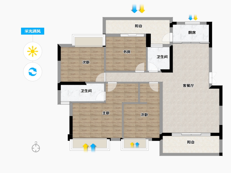 广西壮族自治区-南宁市-四季绿洲-118.25-户型库-采光通风