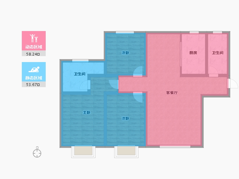 甘肃省-兰州市-璀璨时代(二期)-99.54-户型库-动静分区