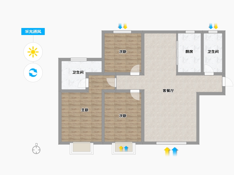 甘肃省-兰州市-璀璨时代(二期)-99.54-户型库-采光通风