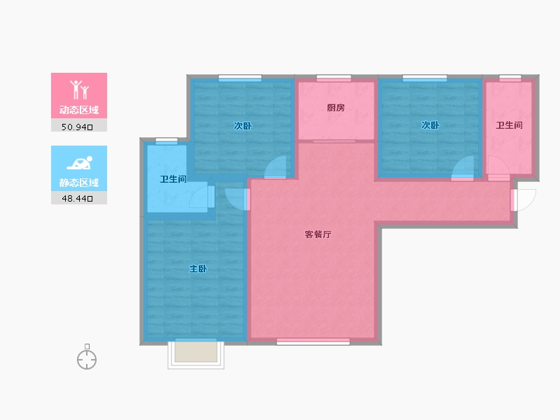 甘肃省-兰州市-璀璨时代(二期)-88.20-户型库-动静分区