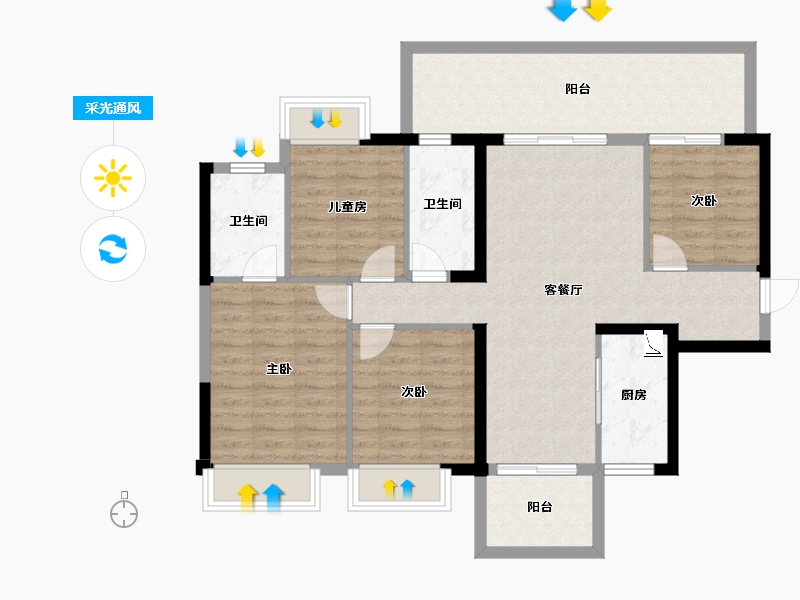 广西壮族自治区-南宁市-大唐院子-99.75-户型库-采光通风