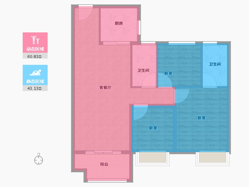 甘肃省-兰州市-碧桂园公园上城-94.41-户型库-动静分区